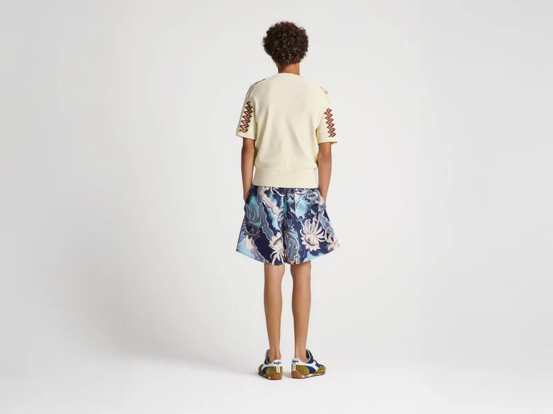 MENS HAWAIIAN PRINT SWIM SHORTS IN SAPPHIRE
