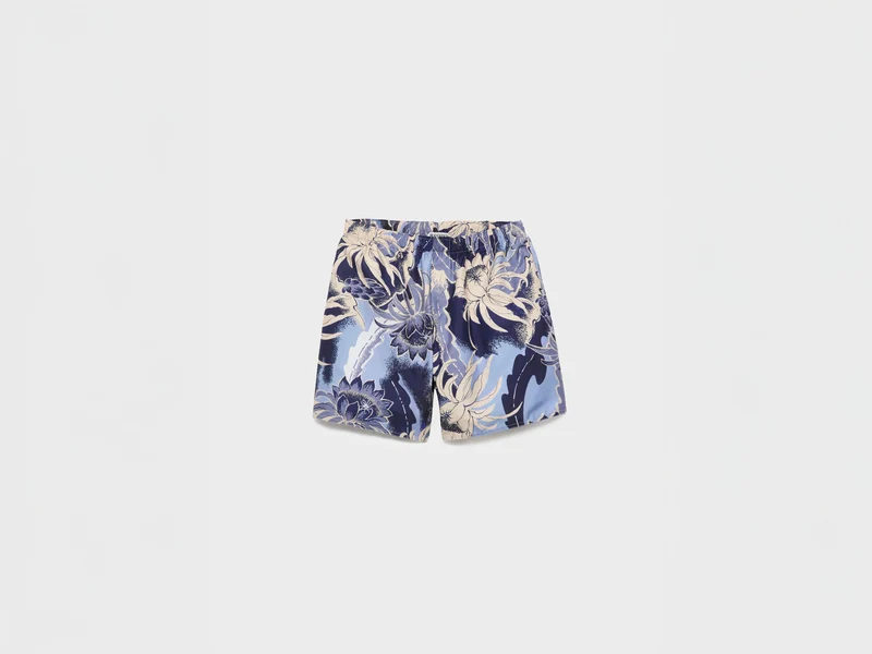 MENS HAWAIIAN PRINT SWIM SHORTS IN SAPPHIRE