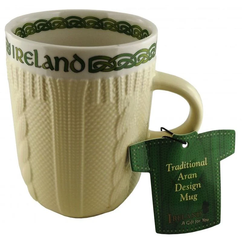 Aran Cable Design Irish Mug, Beige