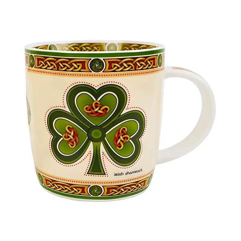 Set of 2 Bone China Irish Shamrock Mugs