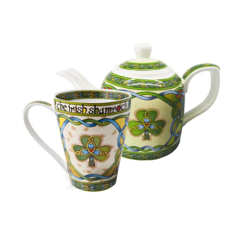 Irish Tea Set with Shamrock Design Mug & Teapot