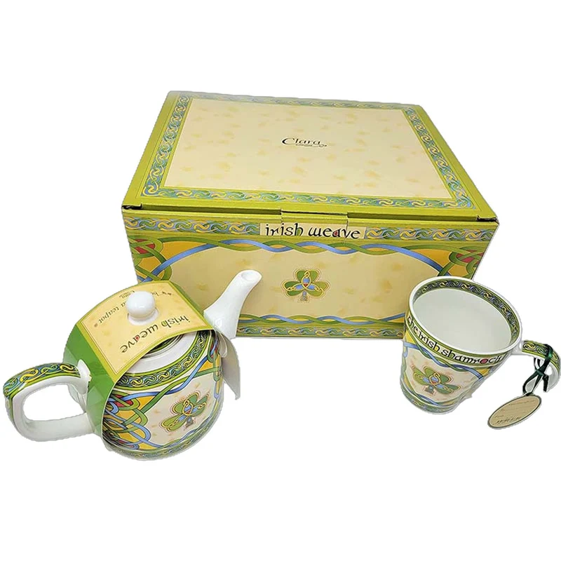 Irish Tea Set with Shamrock Design Mug & Teapot