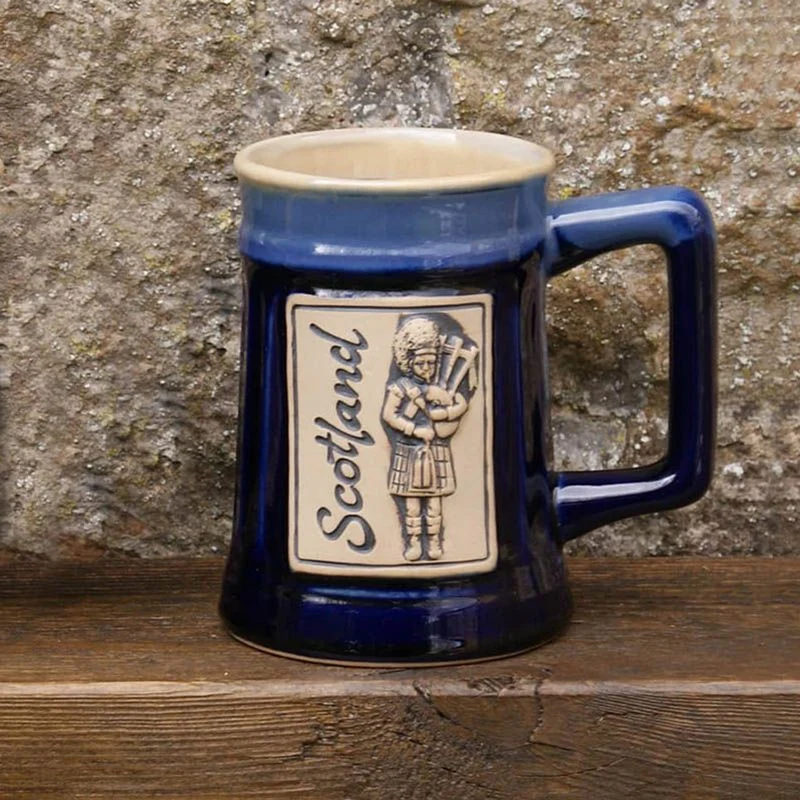 Hand Painted Stoneware Scotland Piper Beer Mug