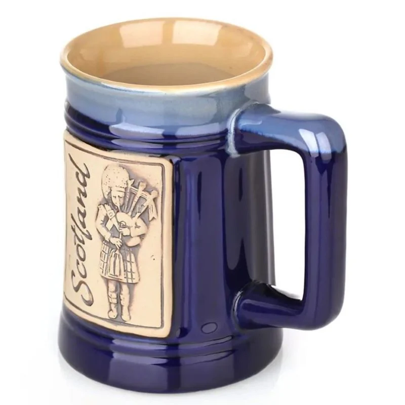 Hand Painted Stoneware Scotland Piper Beer Mug