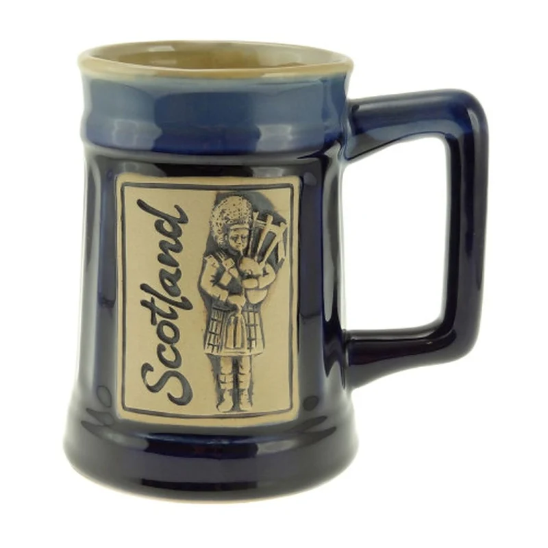 Hand Painted Stoneware Scotland Piper Beer Mug