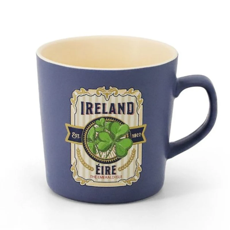 Ceramic Eire Shamrock Coffee Mug, Blue
