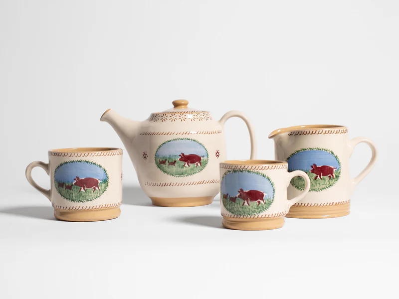 NICHOLAS MOSSE SMALL CYLINDER JUG IN WHITE & MULTI