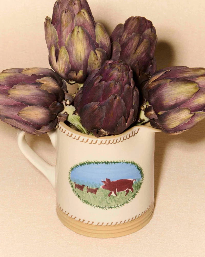NICHOLAS MOSSE SMALL CYLINDER JUG IN WHITE & MULTI