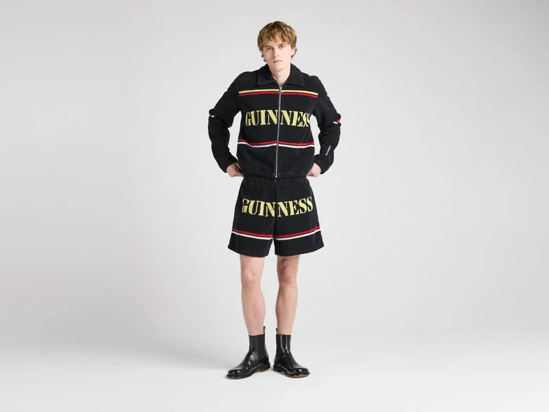 Unisex JW ANDERSON X GUINNESS TOWELLING SHORTS IN BLACK