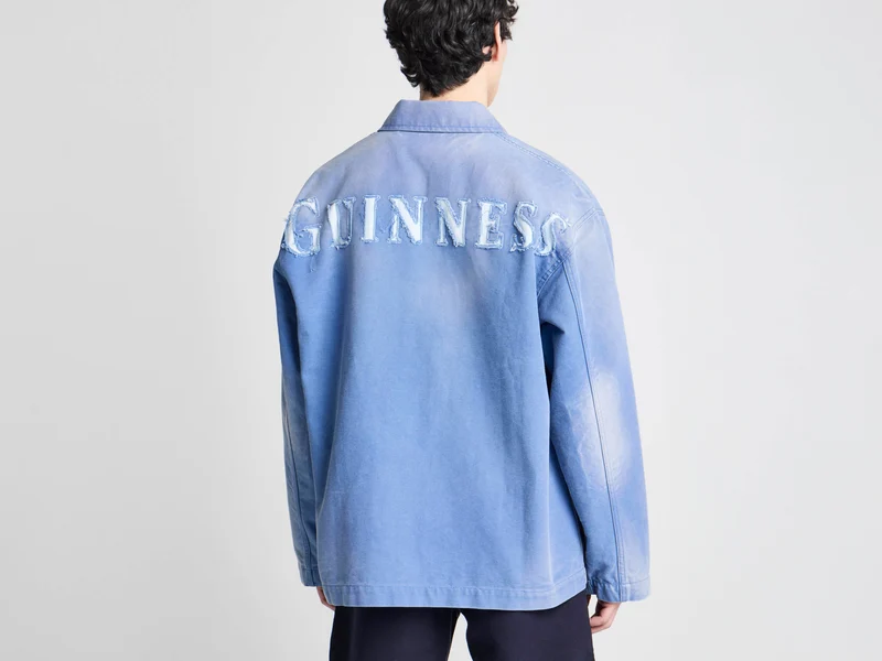 Unisex JW ANDERSON X GUINNESS WORKWEAR CHORE JACKET IN MID-BLUE WASHED DENIM