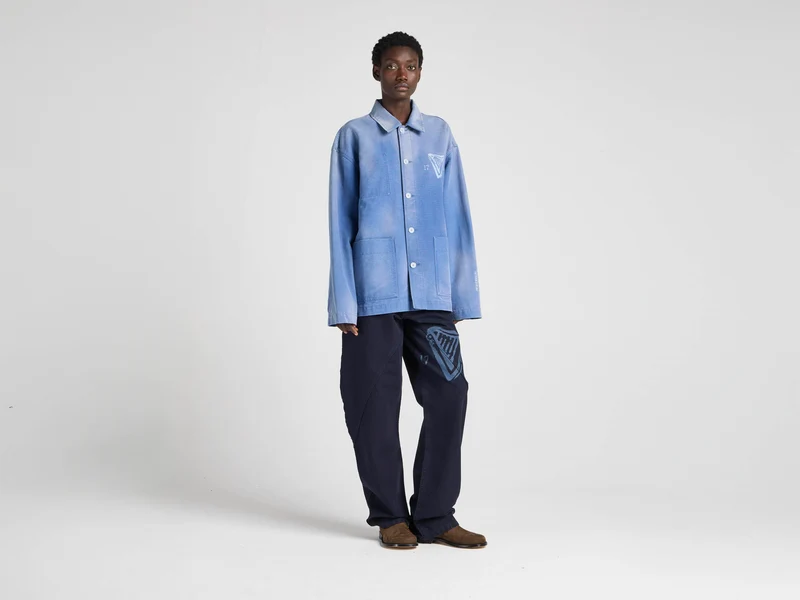 Unisex JW ANDERSON X GUINNESS WORKWEAR CHORE JACKET IN MID-BLUE WASHED DENIM