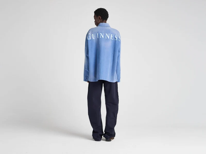 Unisex JW ANDERSON X GUINNESS WORKWEAR CHORE JACKET IN MID-BLUE WASHED DENIM