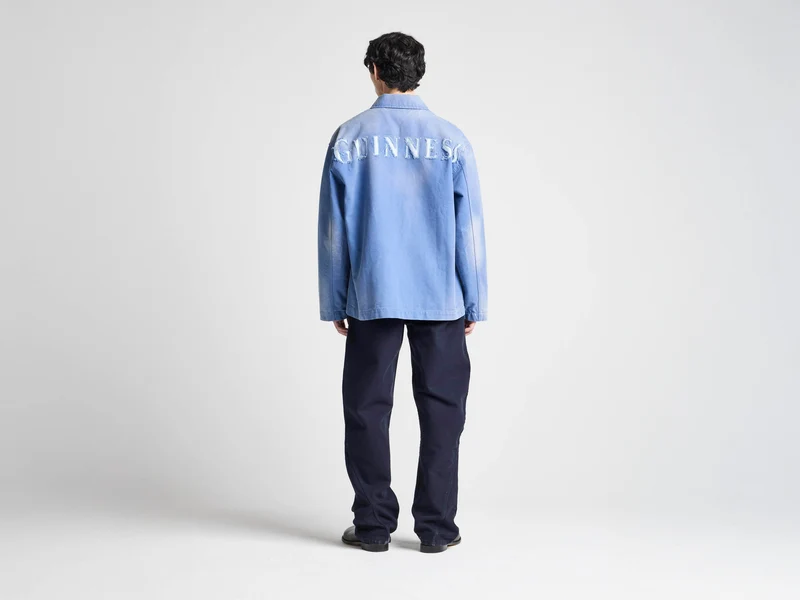 Unisex JW ANDERSON X GUINNESS WORKWEAR CHORE JACKET IN MID-BLUE WASHED DENIM