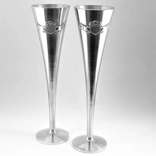 Embossed Celtic Claddagh Champagne Flutes