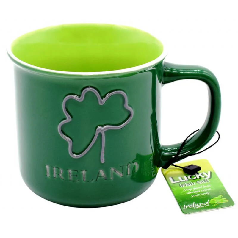 Glazed Ceramic Irish Shamrock Mug