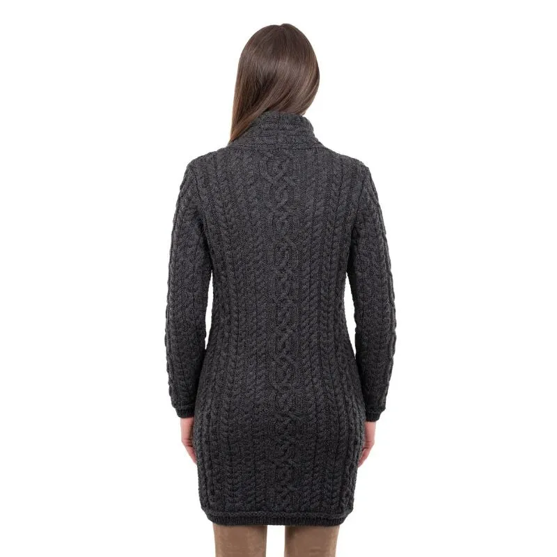 Women's Aran Knit Side Zip Long Jacket