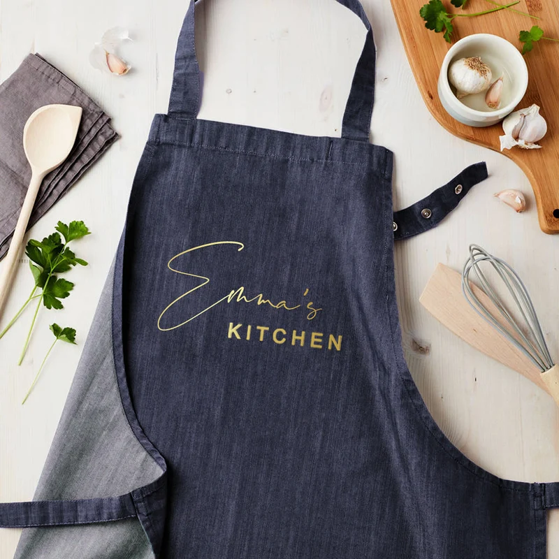 Personalised Personalised Blue Denim Kitchen Apron