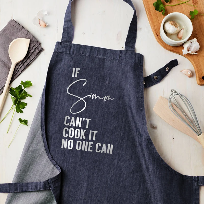Personalised Personalised Blue Denim Can Cook It Apron