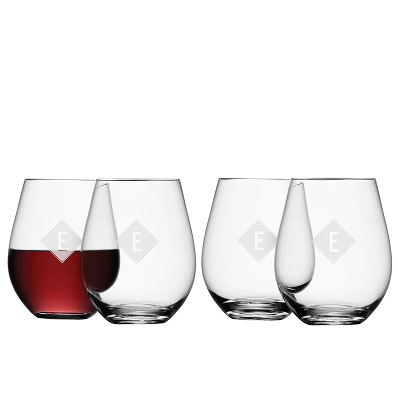 Personalised LSA Monogrammed Stemless Red Wine Glass