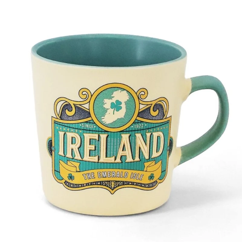 The Emerald Isle Retro Coffee Mug, Cream