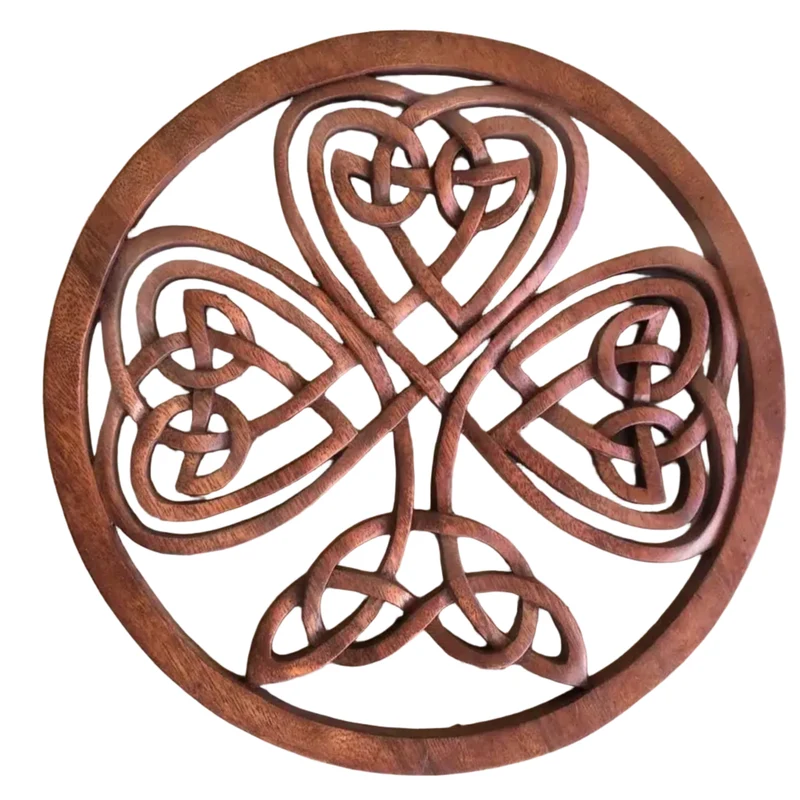 Shamrock Celtic Knot Wood Carving