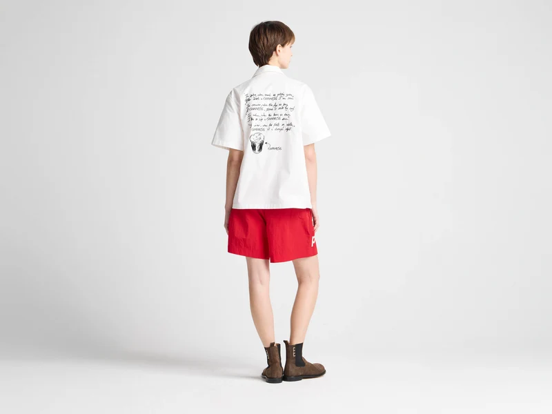 Unisex JW ANDERSON X GUINNESS SLOGAN TRACK SHORTS IN RED