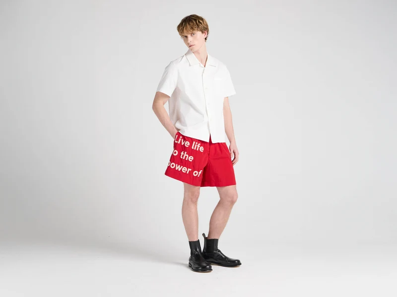 Unisex JW ANDERSON X GUINNESS SLOGAN TRACK SHORTS IN RED