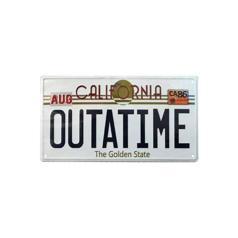 Zurück in die Zukunft Me­tall­schild Outatime DeLorean Nummernschild