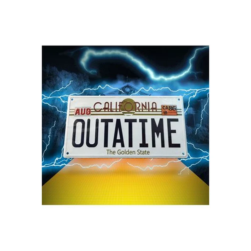 Zurück in die Zukunft Me­tall­schild Outatime DeLorean Nummernschild