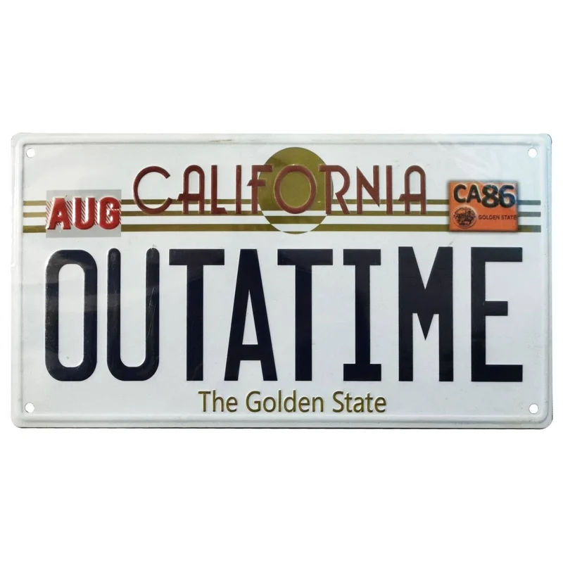 Zurück in die Zukunft Me­tall­schild Outatime DeLorean Nummernschild