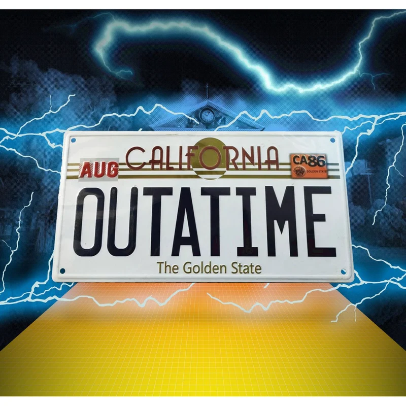 Zurück in die Zukunft Me­tall­schild Outatime DeLorean Nummernschild