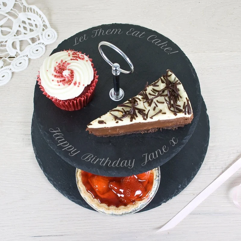 Personalised Two Tiered Slate Cake Stand