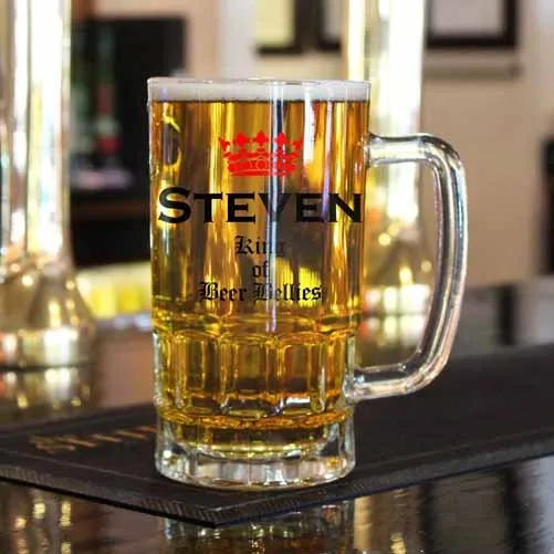 Personalised Beer Belly Dad Glass Tankard