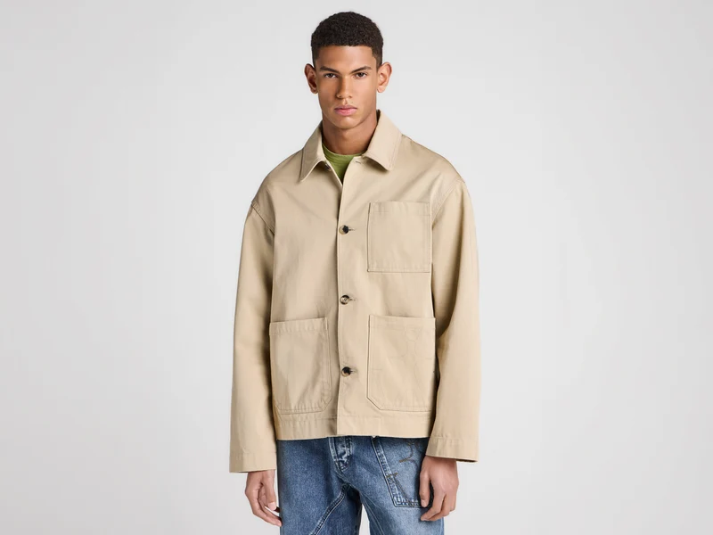 MENS PATCH POCKET JACKET IN BEIGE