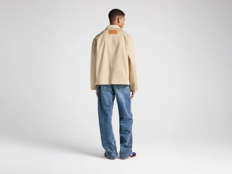 MENS PATCH POCKET JACKET IN BEIGE