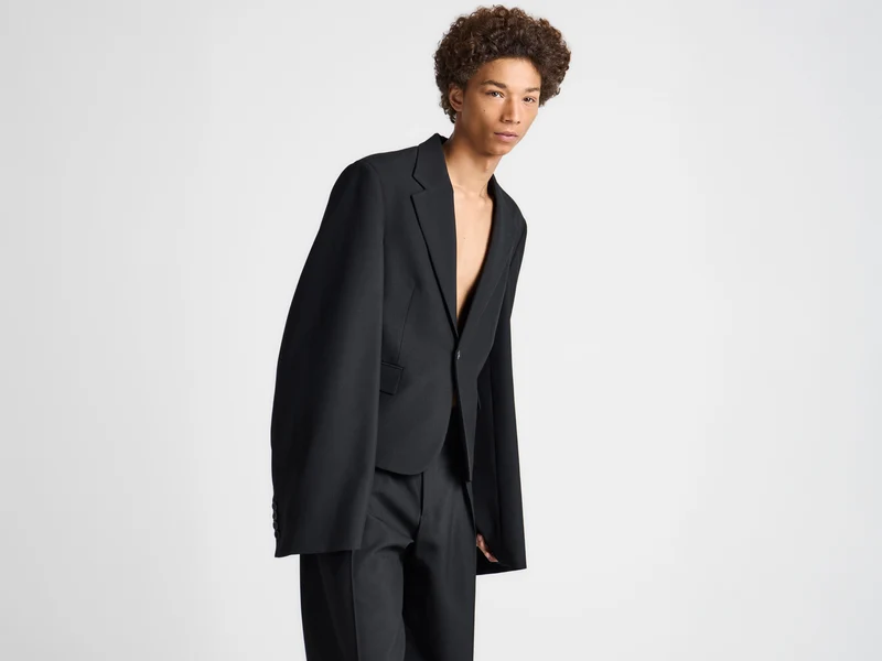 MENS WIDE SLEEVE BLAZER IN BLACK