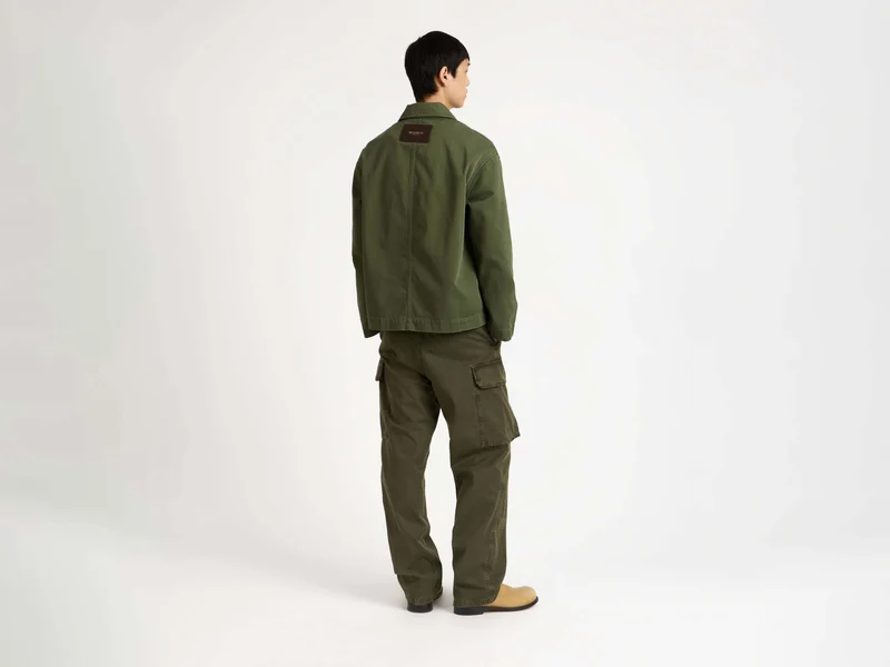 MENS PATCH POCKET JACKET IN WASHED GREEN