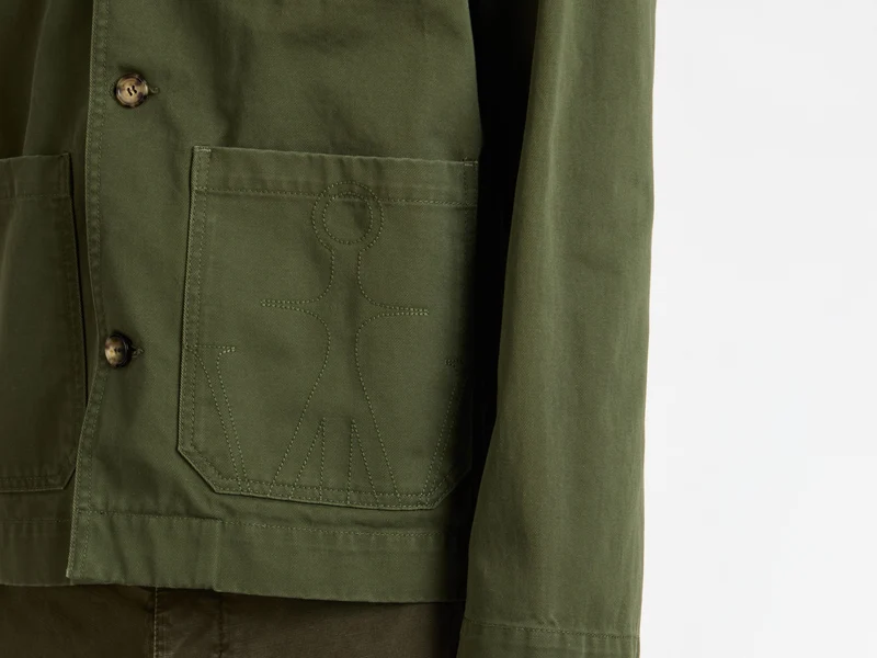 MENS PATCH POCKET JACKET IN WASHED GREEN