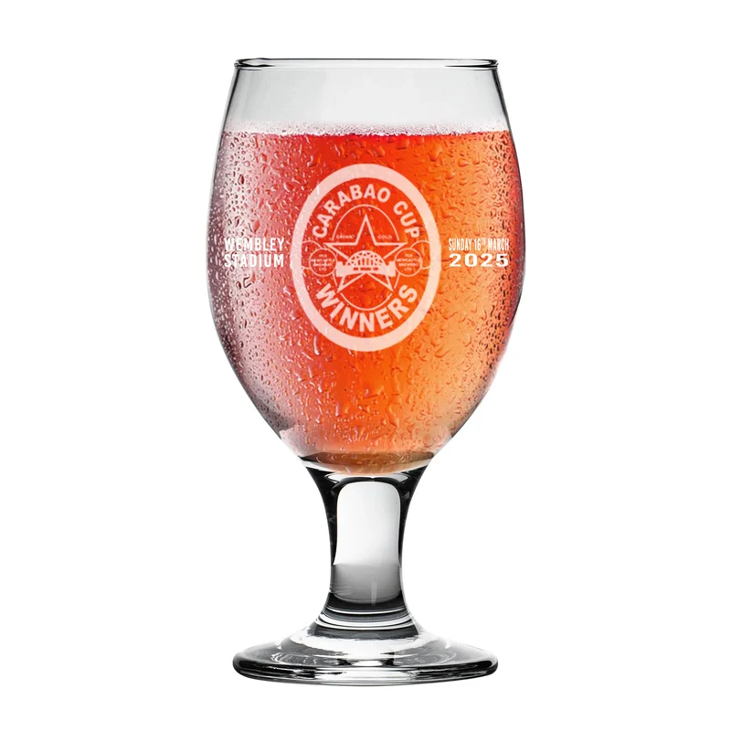 Toon Army Engraved Beer Glass, Brown Ale lover Football Fan Newcastle United Carabao Cup Winners -Stemmed Beer Glass