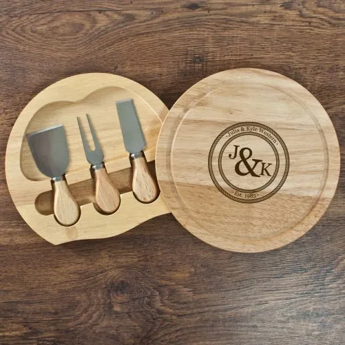 Monogramed Couple Cheese Board Set