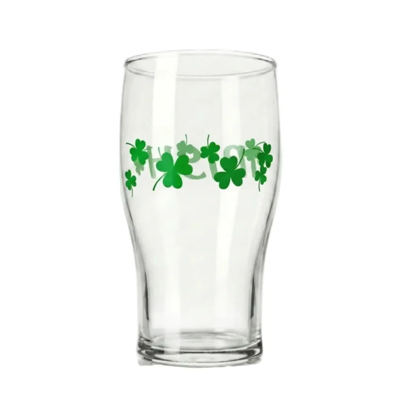 Irish Shamrock Tulip Shaped Pint Glass