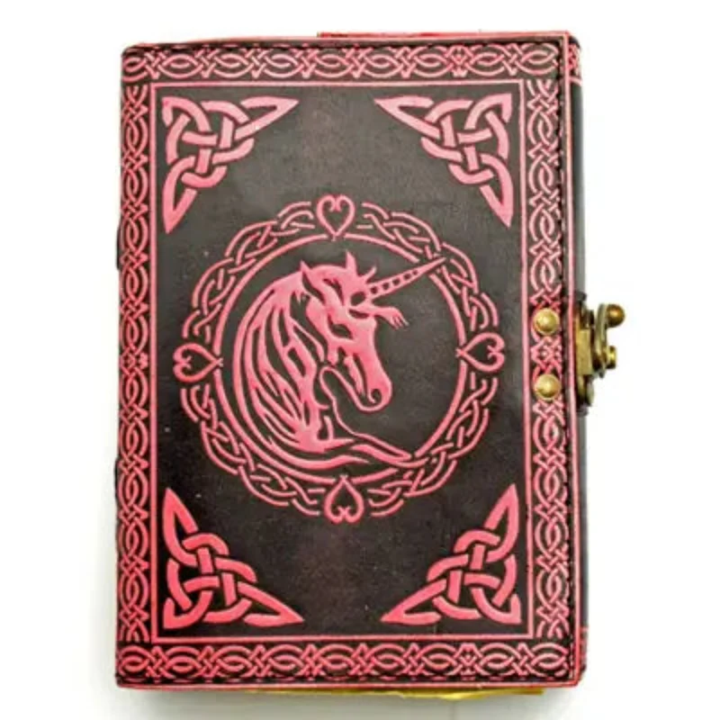 Pink Unicorn Embossed Leather Journal (5" x 7")