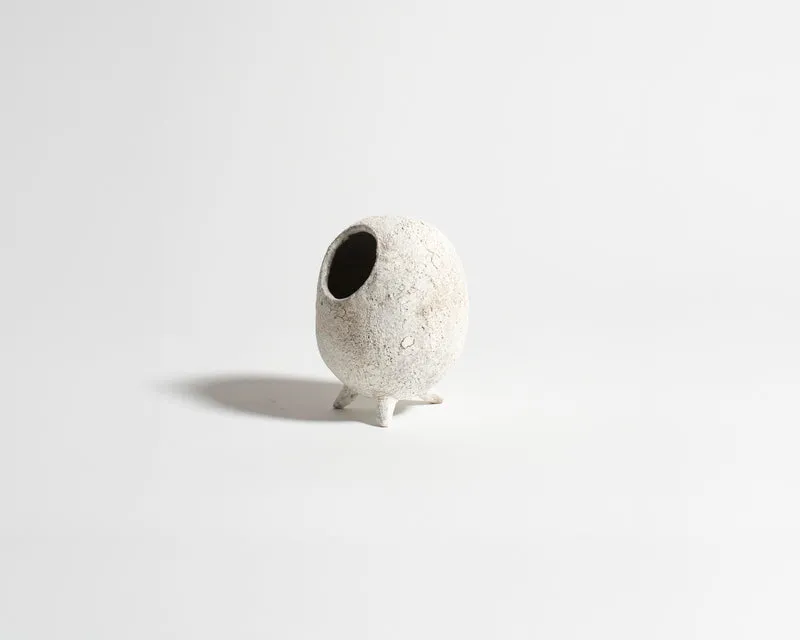 Akiko Hirai Footed Laughing Cocoon Sugar Jar in White