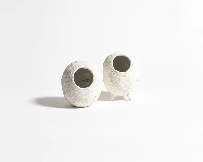 Akiko Hirai Footed Laughing Cocoon Sugar Jar in White
