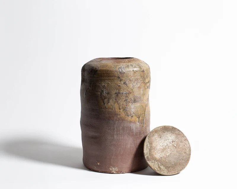Akiko Hirai Large Wood Fire Effect Jar in Beige
