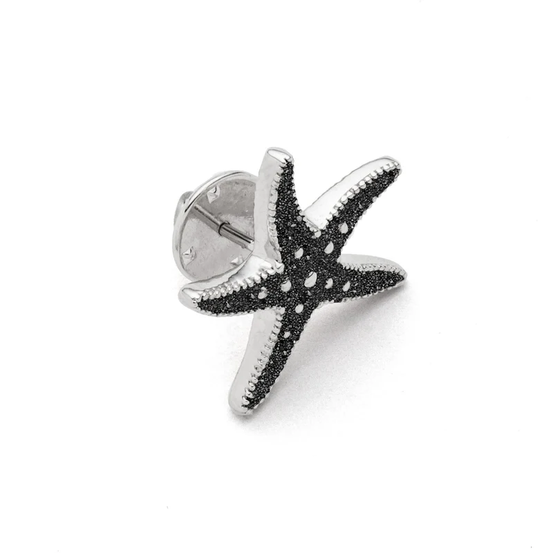 DUR Schmuck: Stickpin, Pin, Anstecknadel, "Seestern" Edelstahl mit Lavasand, F402