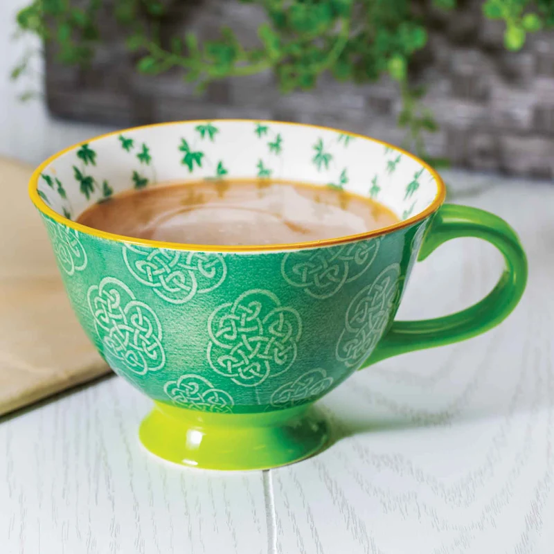 Irish Trellis Shamrock Bone China Latte Mug