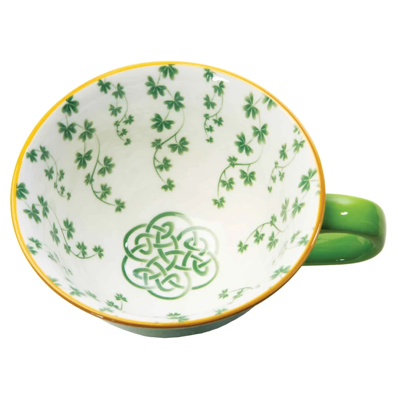 Irish Trellis Shamrock Bone China Latte Mug