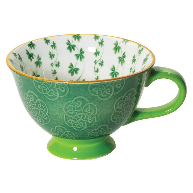 Irish Trellis Shamrock Bone China Latte Mug