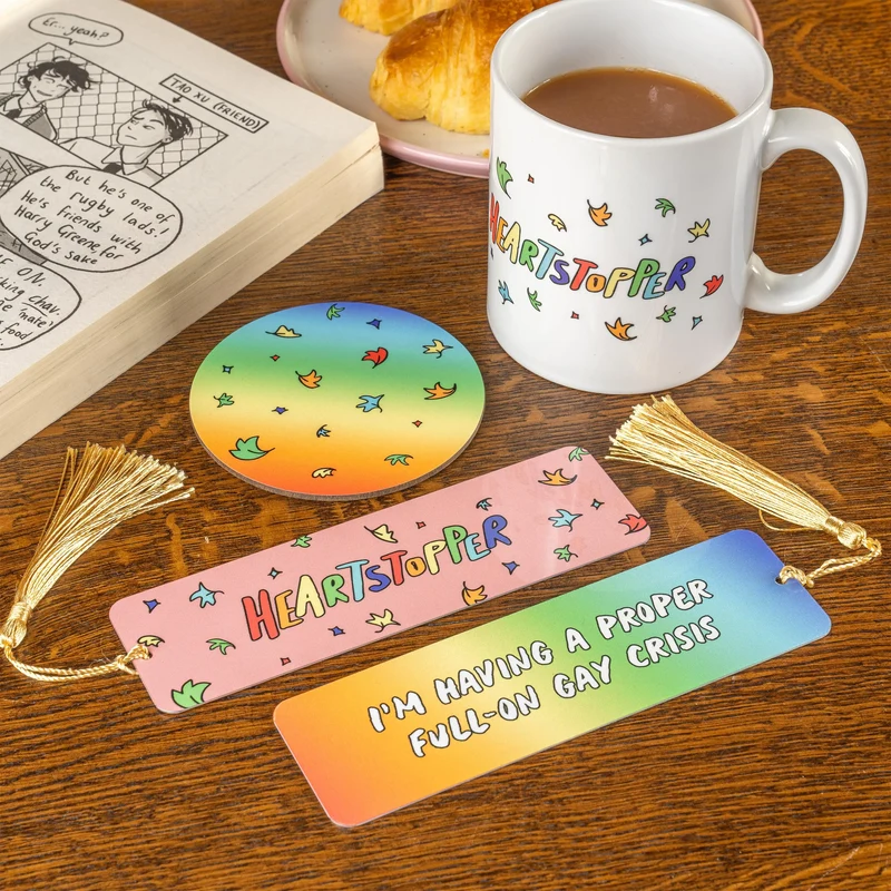 Heartstopper Gift Set | School Friend Gifts | Gifts For Teenagers | Full On Gay Crisis Mug Coaster and Bookmark